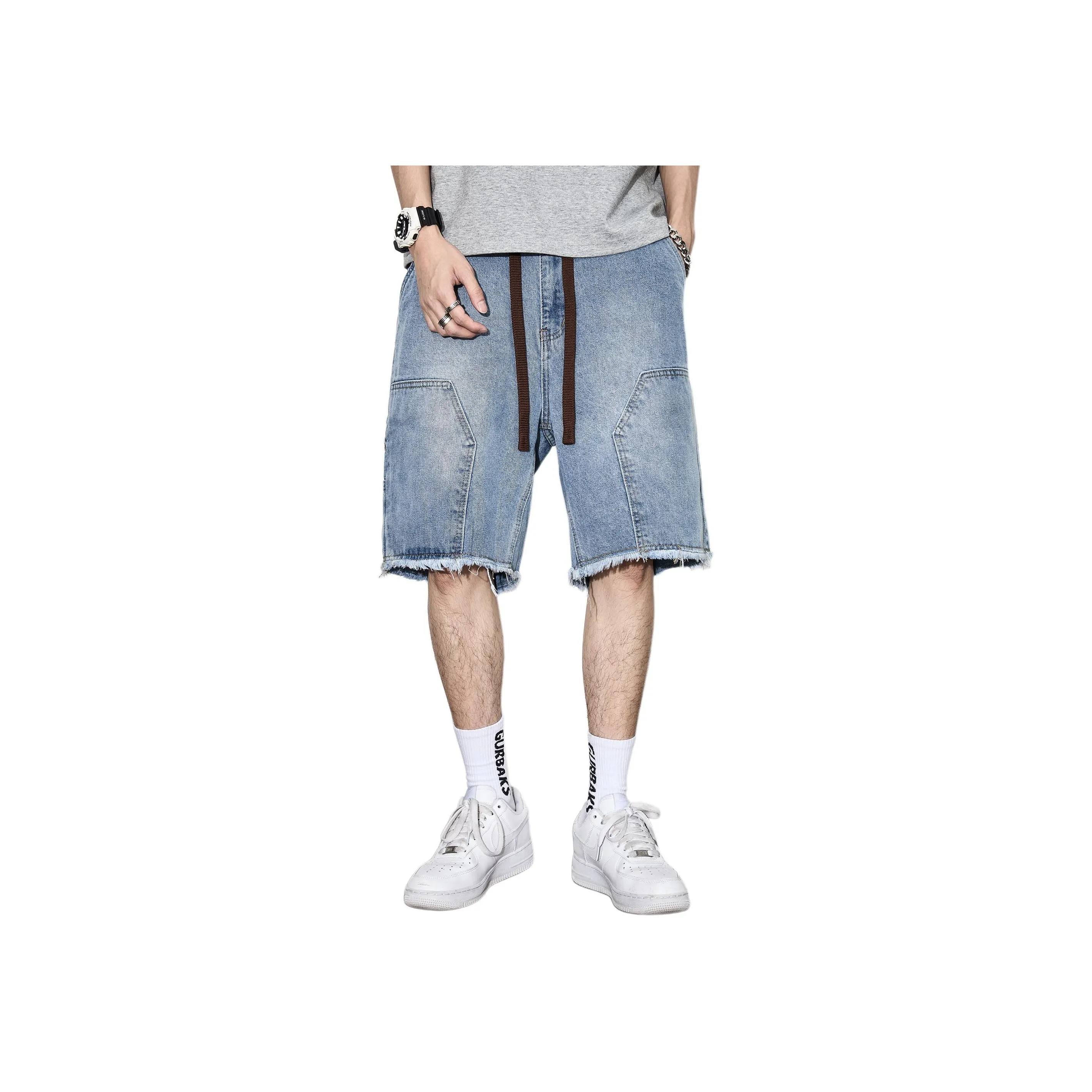 GURBAKS Blue Men's Denim Shorts GURBAKS Синий Мужские Джинсовые Шорты