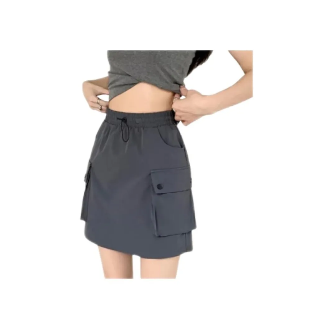 Genius Pooh Летние Повседневные Короткие Юбки Нишевые Юбки A-Линии Юбка Юбка-Карго Женская