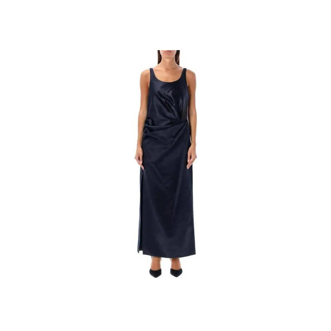 FENDI Gathered Strapless Satin Dress