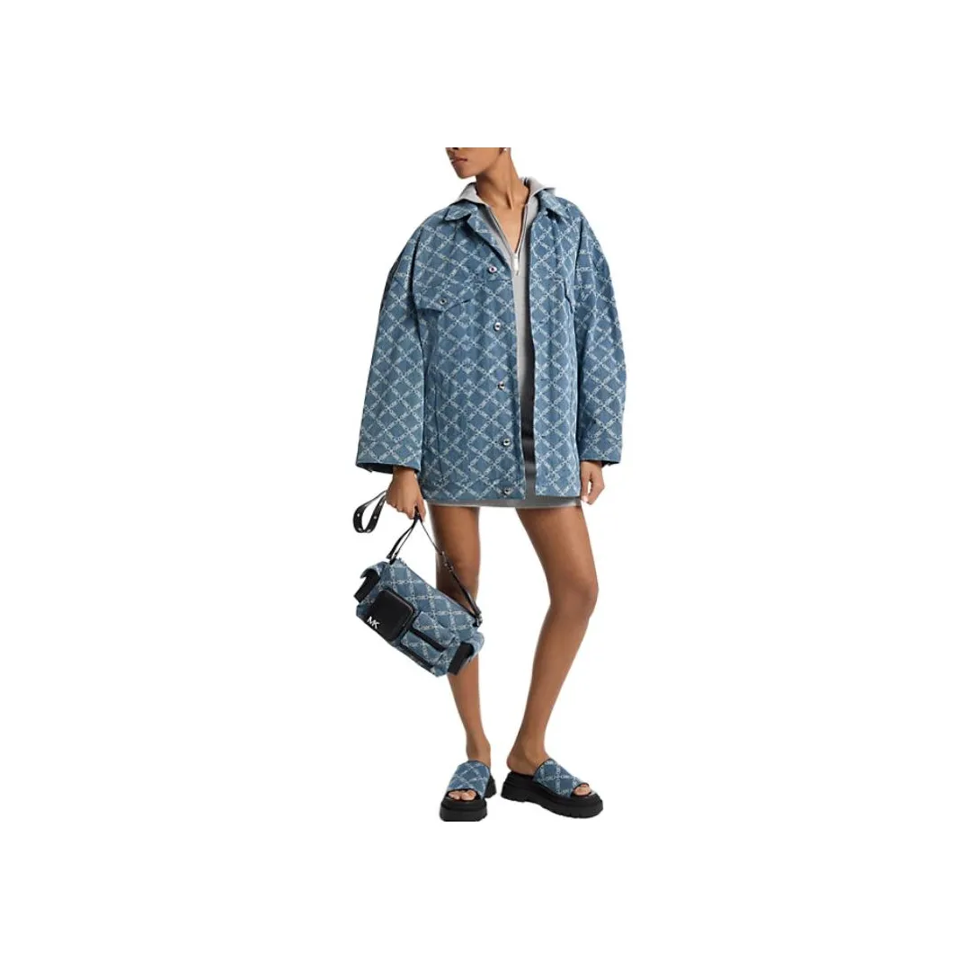 MICHAEL KORS Empire Diamond Jacquard Oversized Denim Jacket