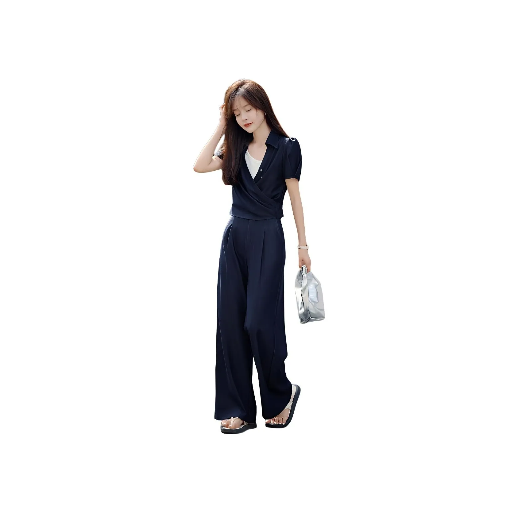Mo Han Yi Mei Casual Suits Women's Denim Blue