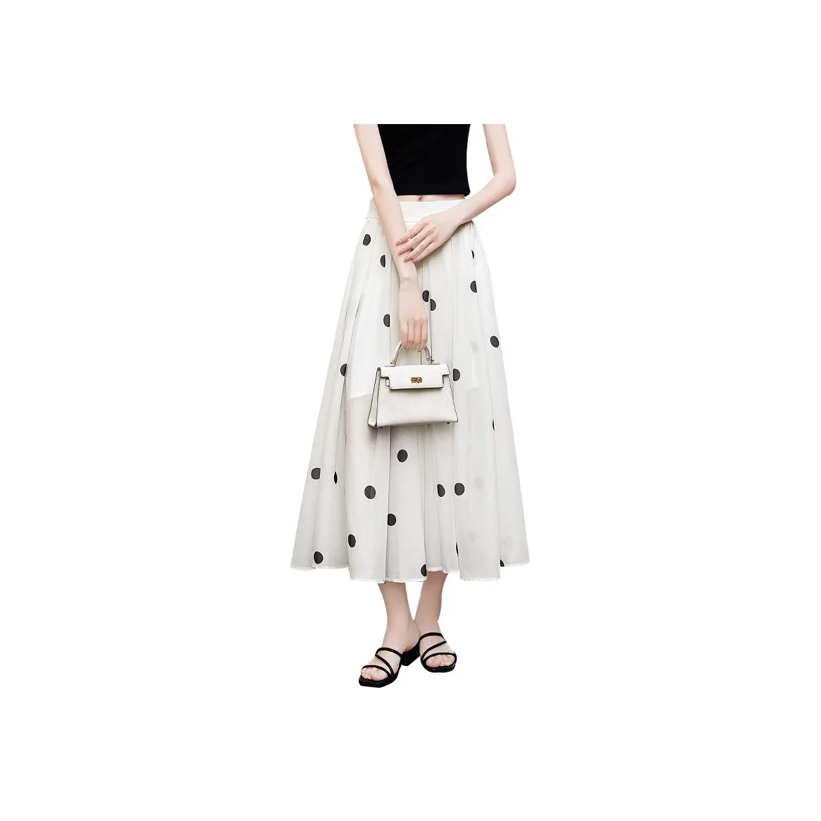 TOUCH Casual Long Skirt Women's Beige With Polka Dot