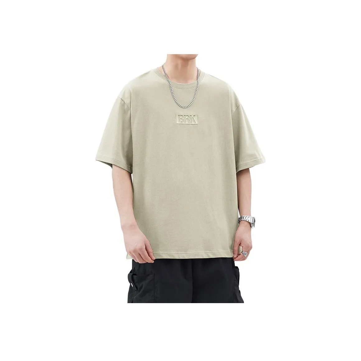 WOOD SOON Cotton Crew Neck Loose Fit Casual Half Sleeve T Shirt Top Unisex
