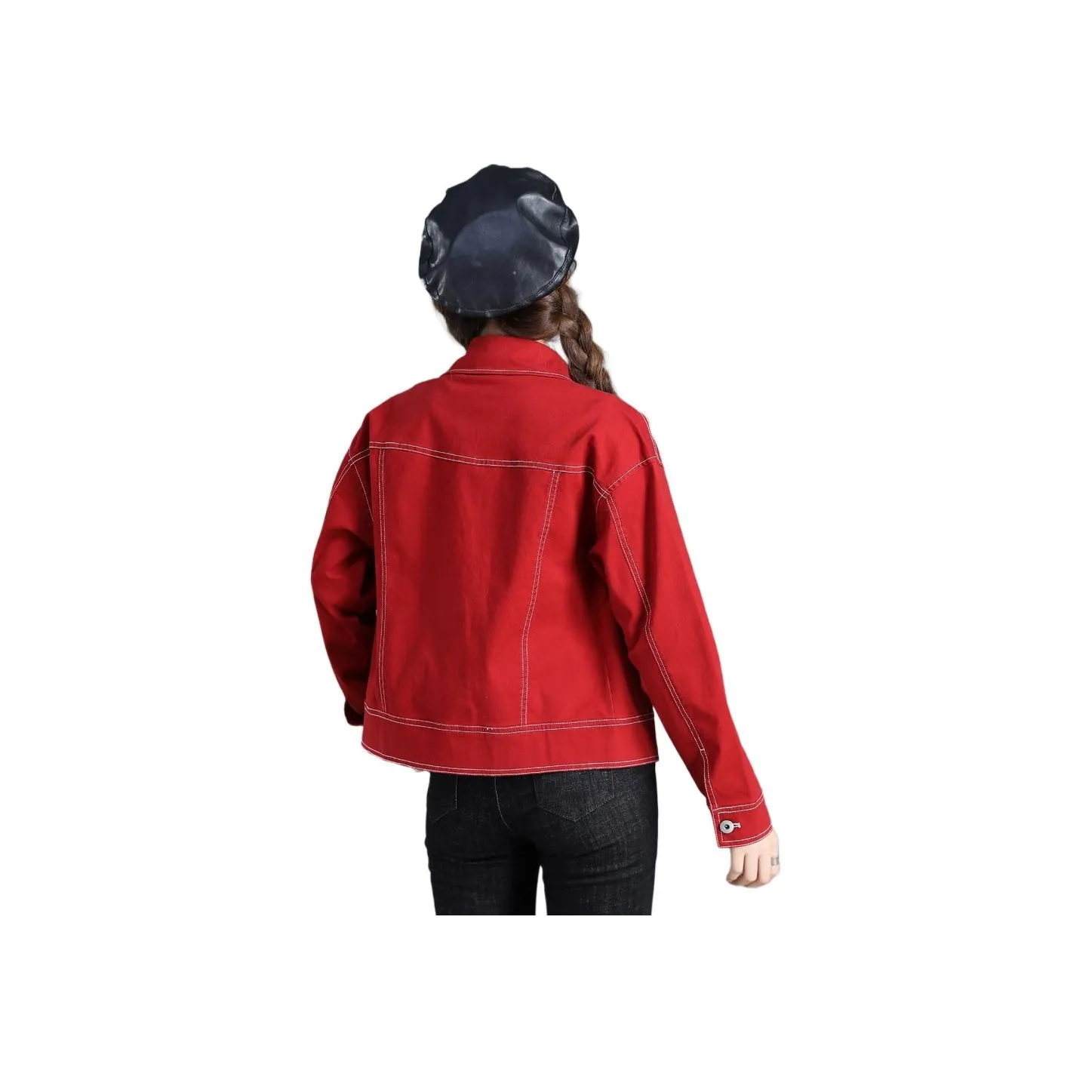 You Cow Me Pants Denim Jacket Women's Red
