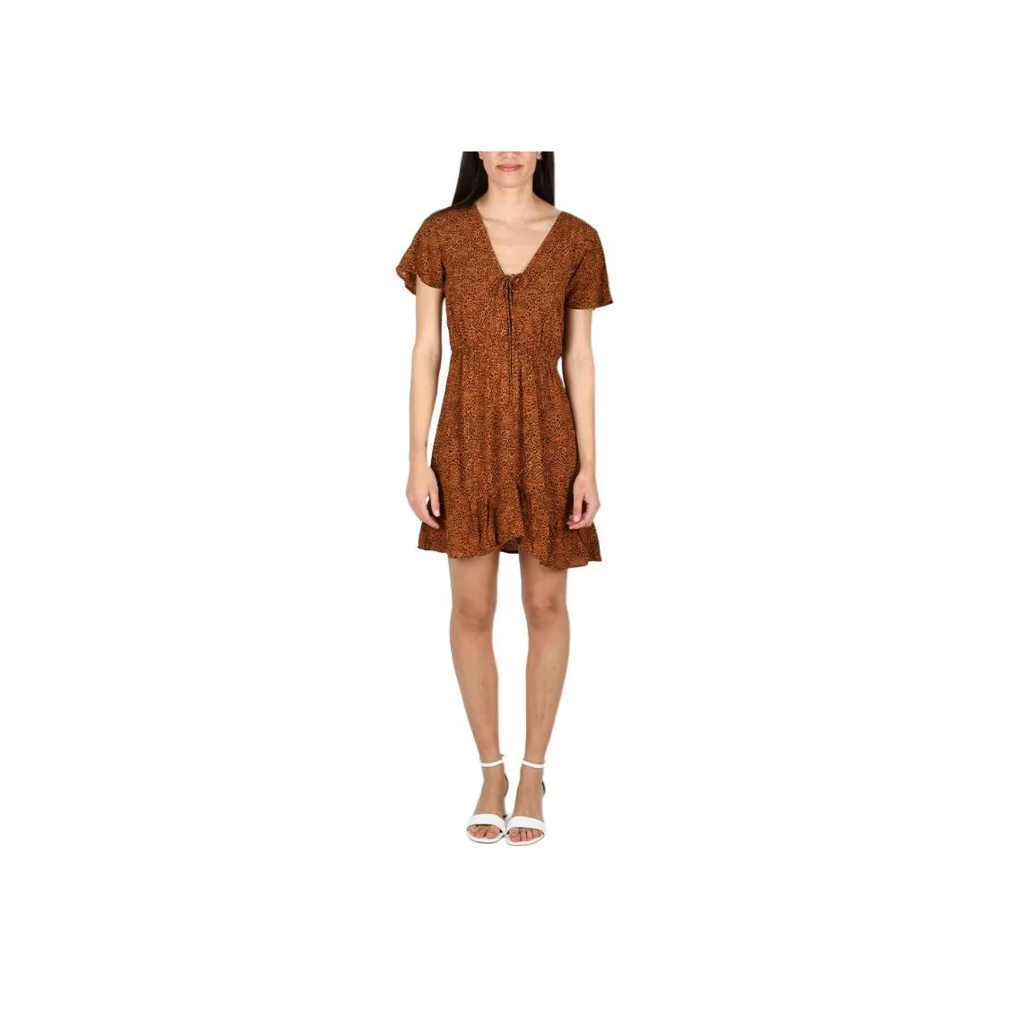 BILLABONG Short Sleeved Dress Women's Brown