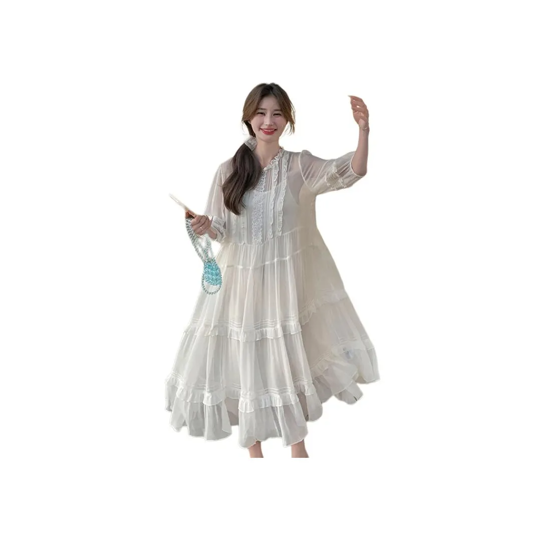 La Chapelle Short Sleeved Dress Women's White