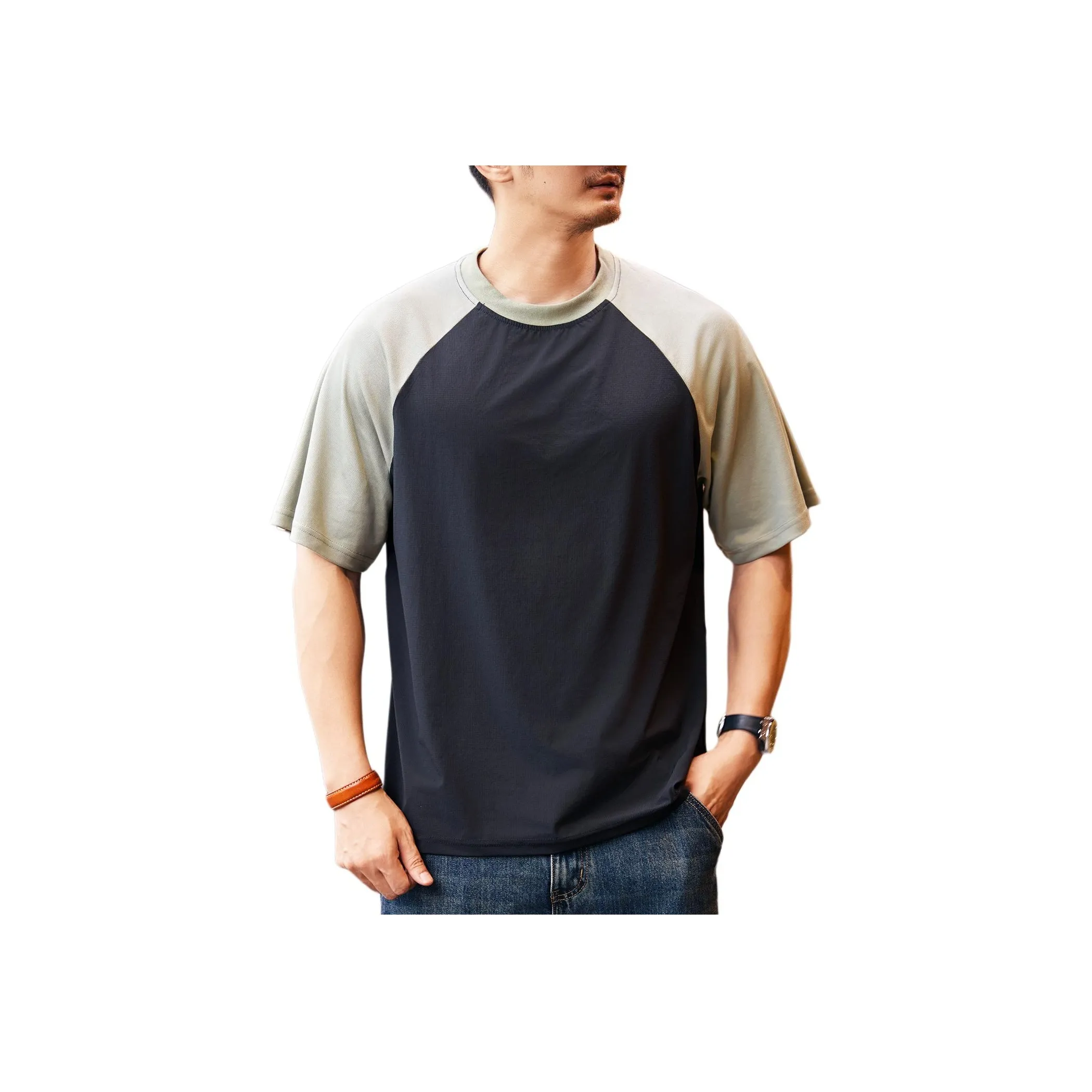 GELANLU Летняя футболка свободный крой унисекс