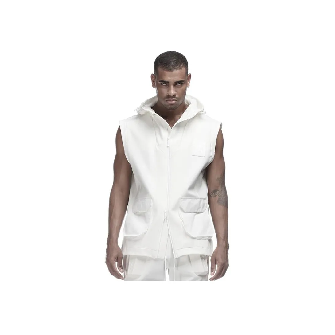 NORVINCY Double Sided Zip Closure Solid Color Sleeveless Hoodie Unisex