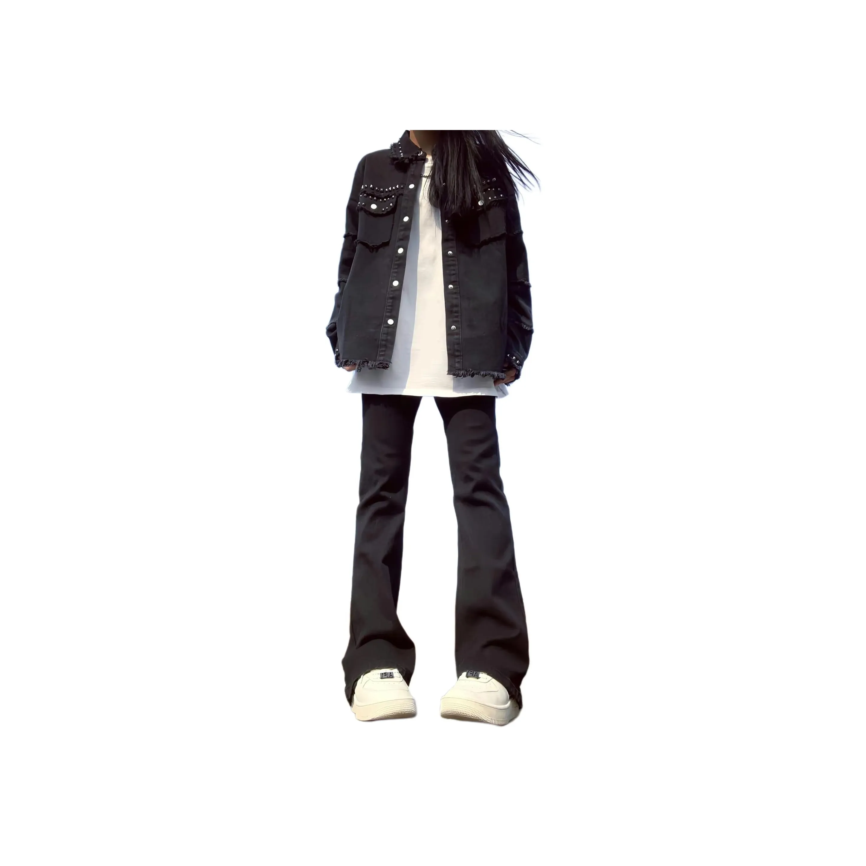 KIRHNE Черный Унисекс Джинсовые куртки