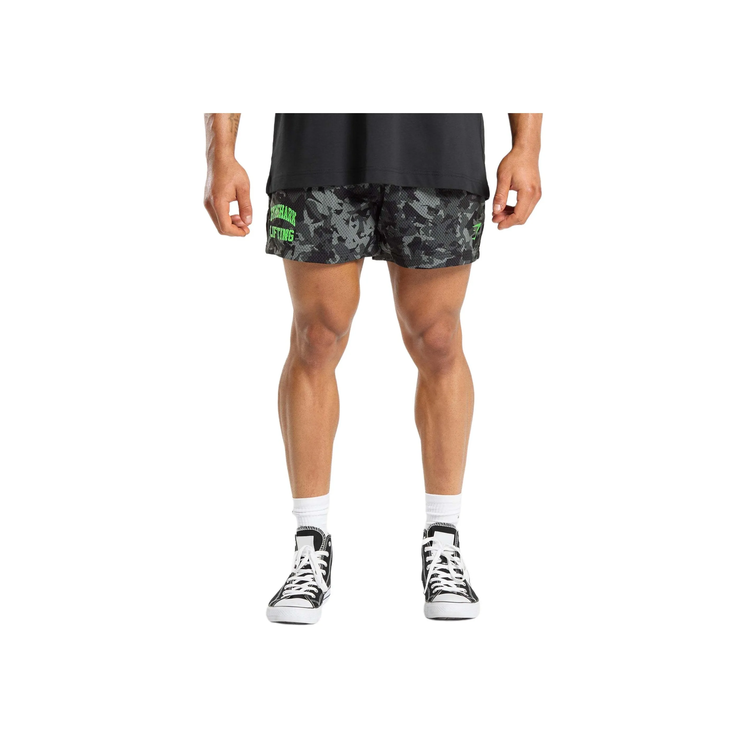 GYMSHARK PRINTED LIFTING MESH 5' SHORTS Casual Shorts Men's Black