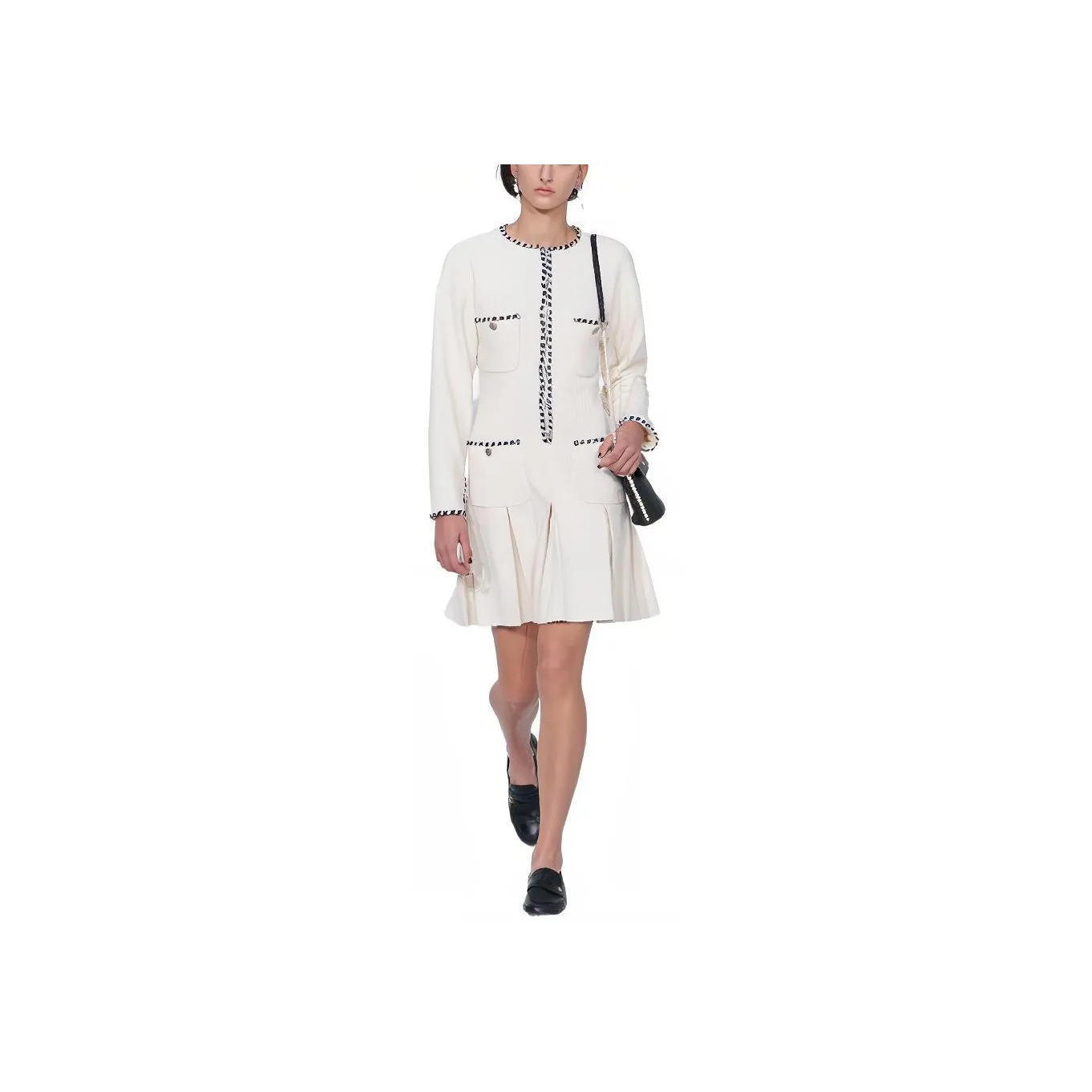 CHANEL Long Sleeved Dresses Women's White
