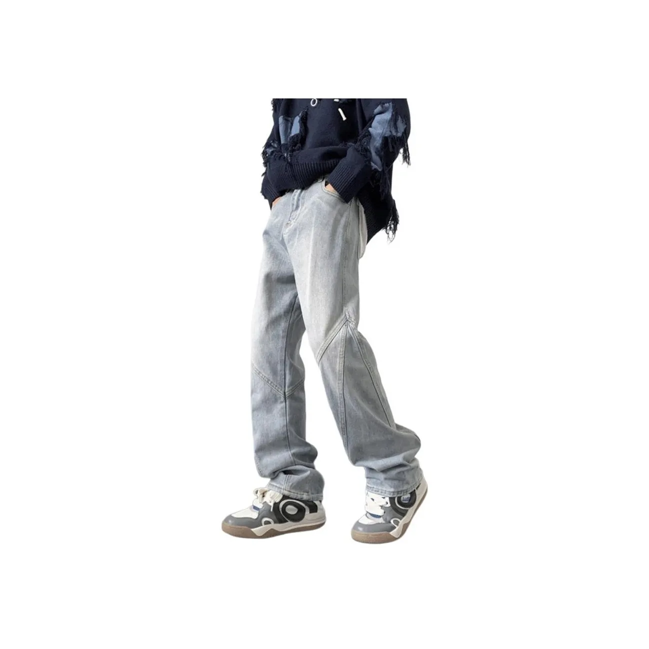 POLAR BEAR Versatile Jeans Pants Unisex Light Blue