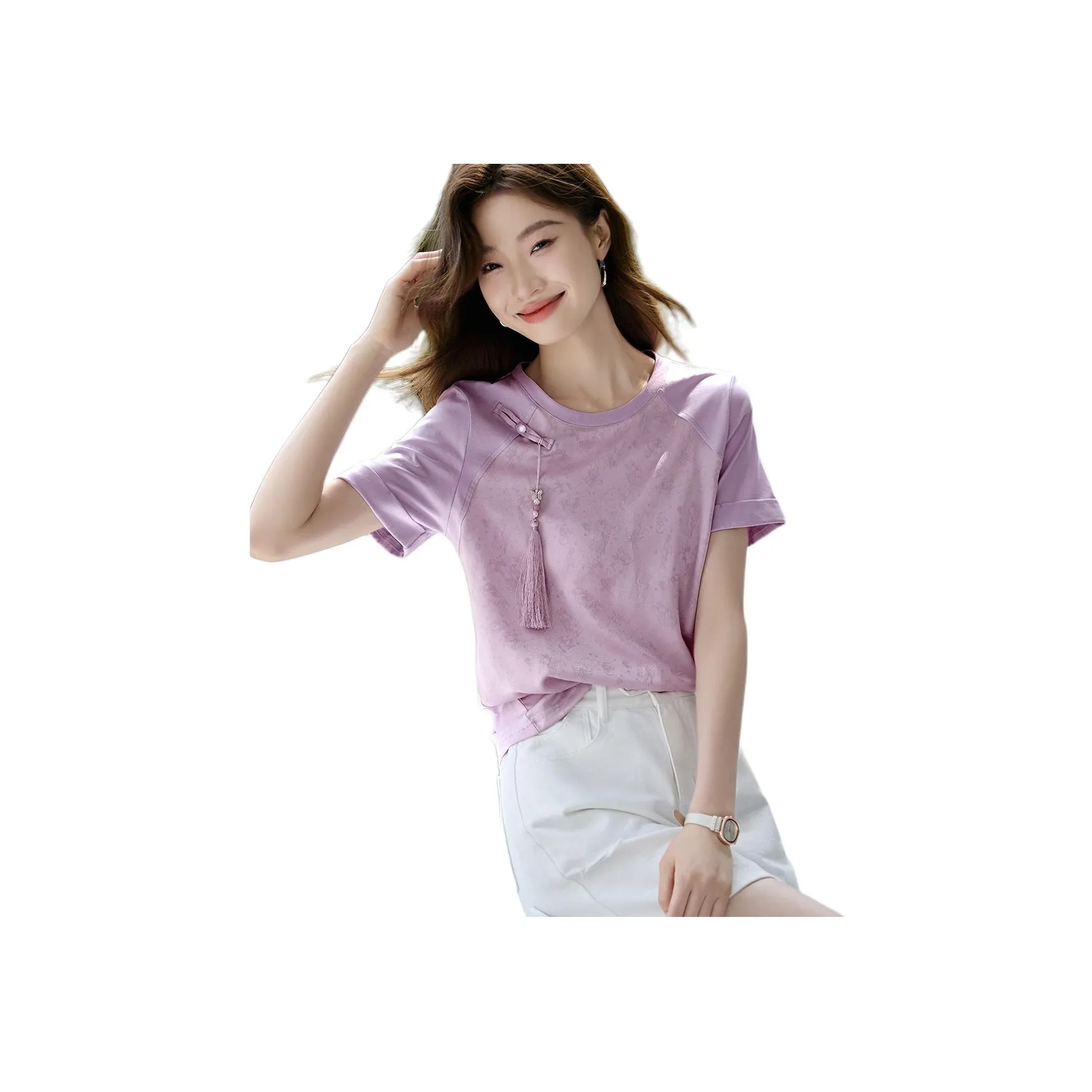 Mo Han Yi Mei T Shirt Women's Lavender Purple