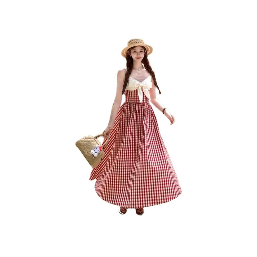 MORii Клубничный красный Клетчатый Женские Слиплатья