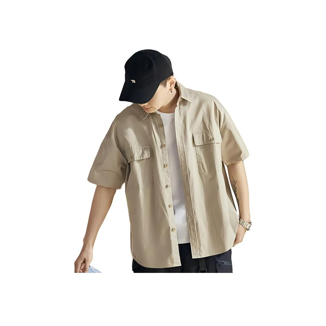 Tonlion Shirt Men's Tea Pink Brown