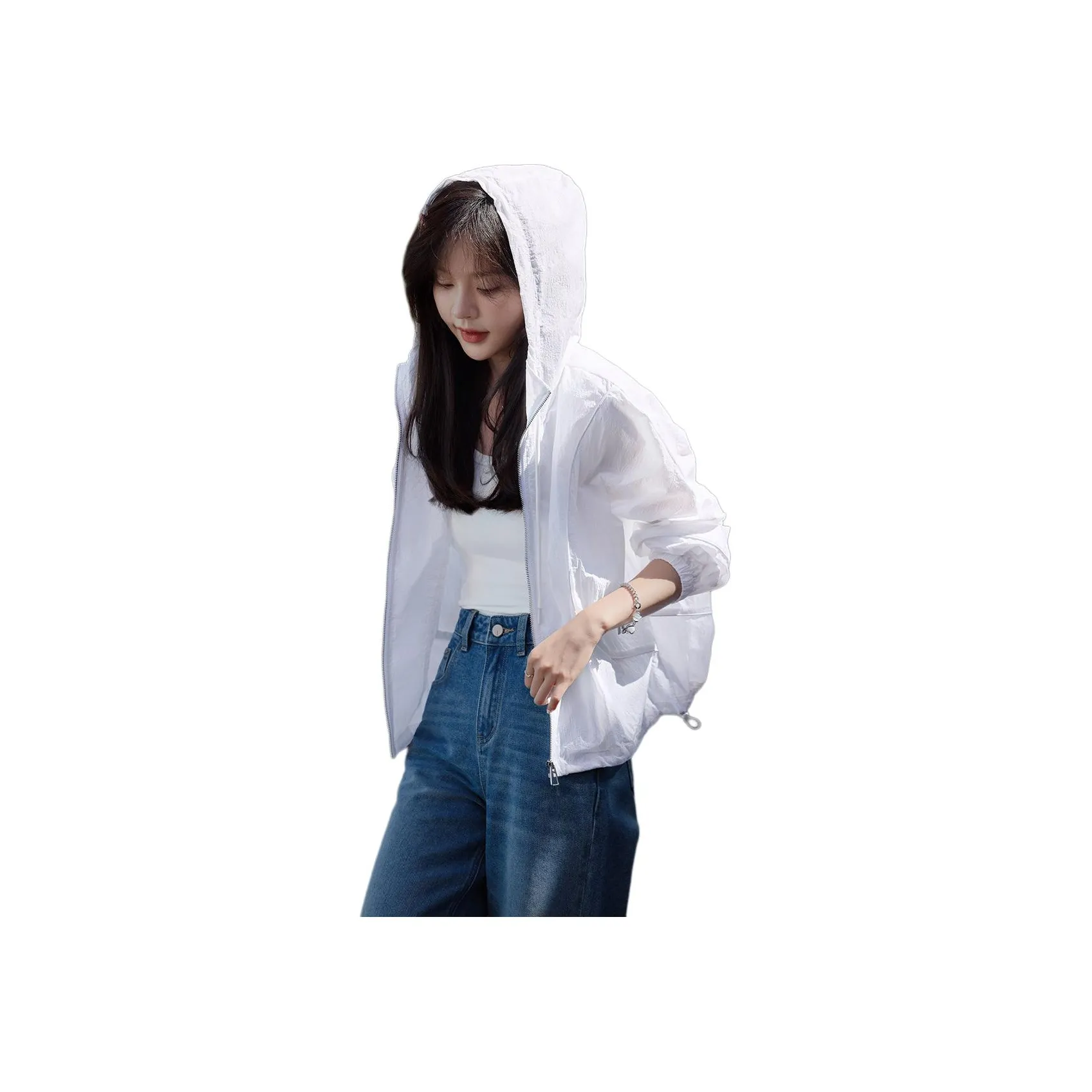 Mo Han Yi Mei Sun Protection Clothing Women's White