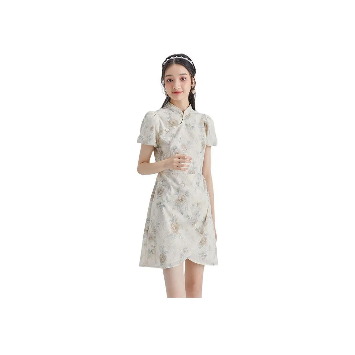 DEAR DEER PUFF Short Sleeved Dress Women's White