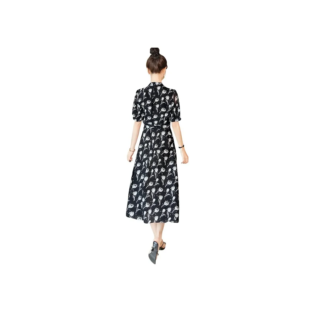 Cypress House Short Sleeved Dress Women's Black Sole Light Gray Heather
