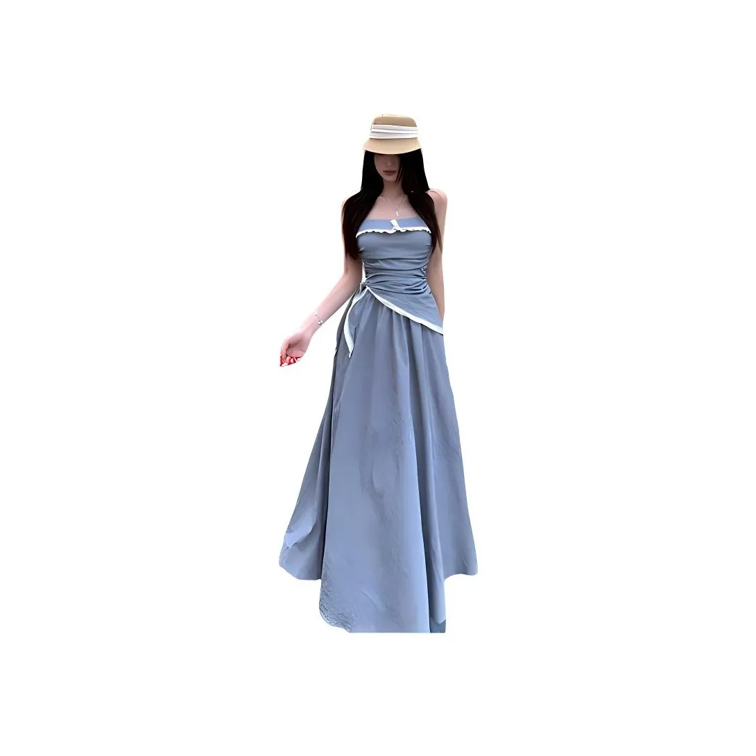 SISC Slip Dress Women's Blue+Silk Scarf