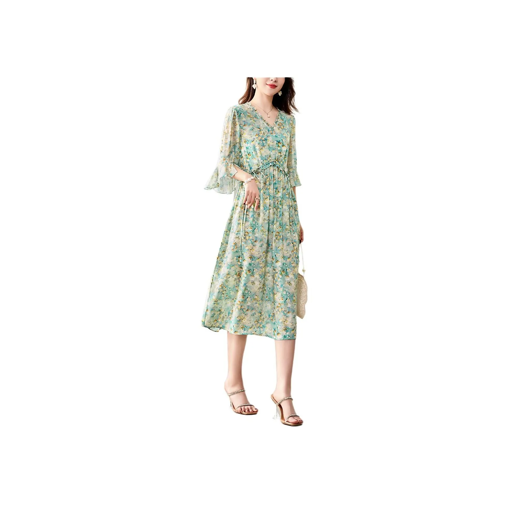 To The West Short Sleeved Dress Women's Green