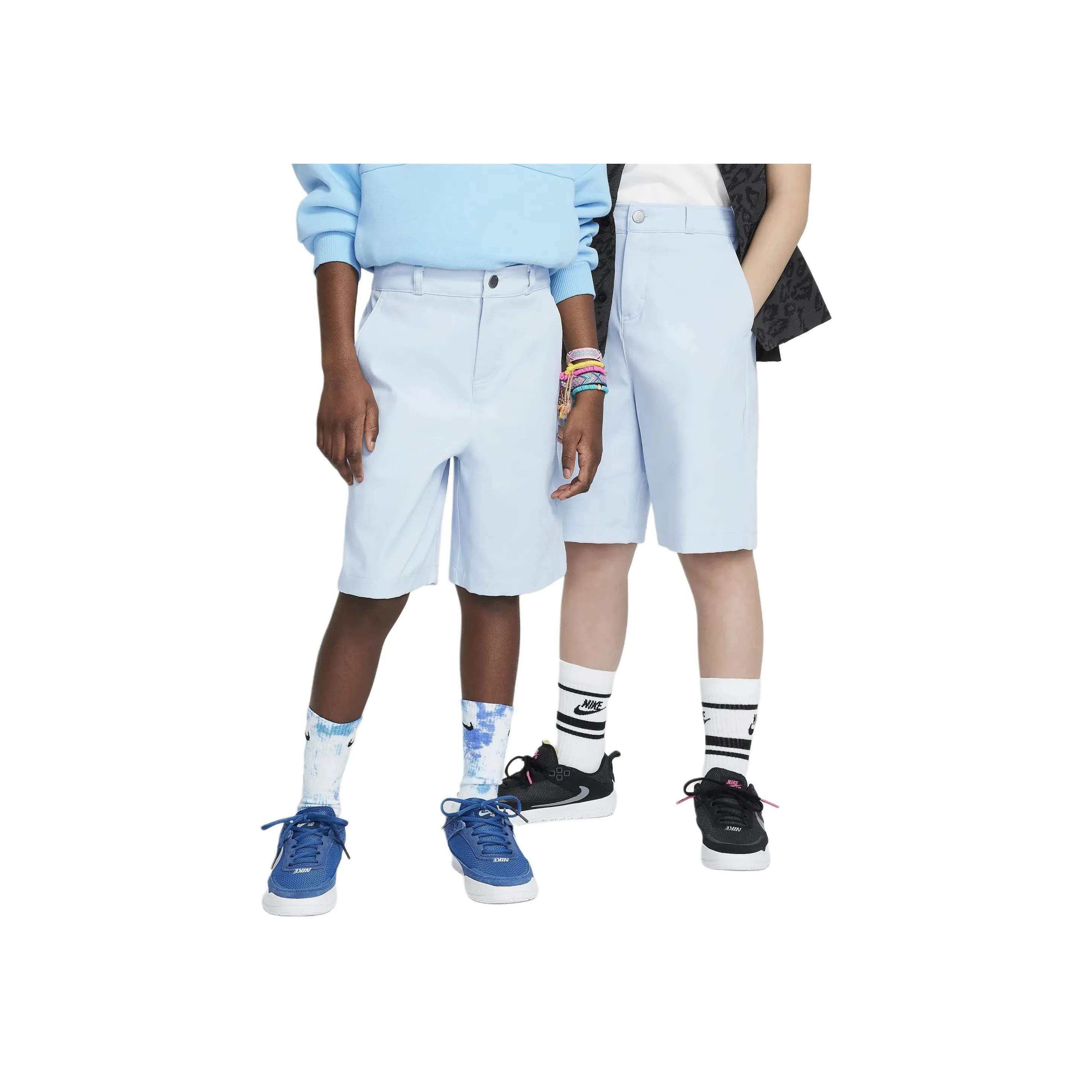 Nike Шорты Детские Светло-Синие Футбол Серо-Серые