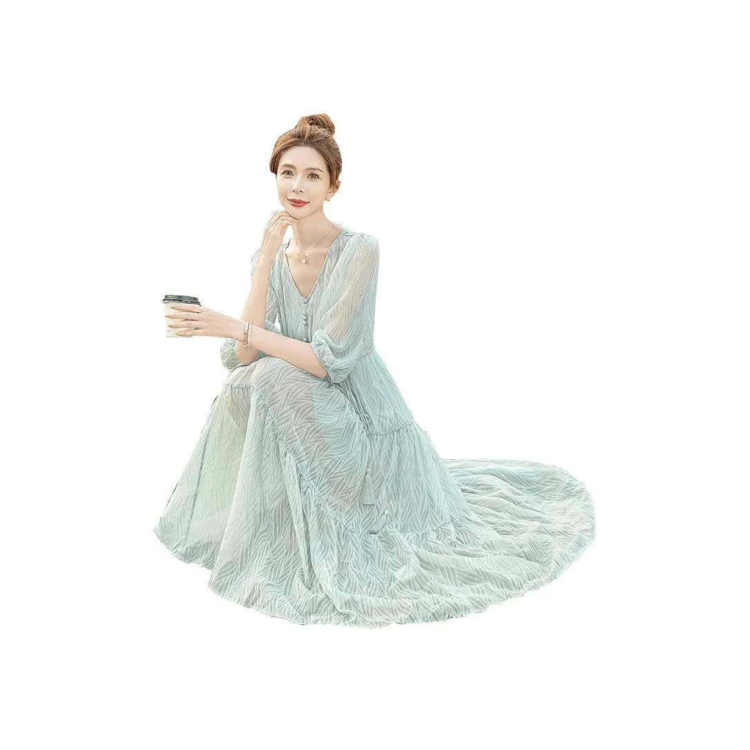 Cypress House Длинное платье с длинными рукавами женское