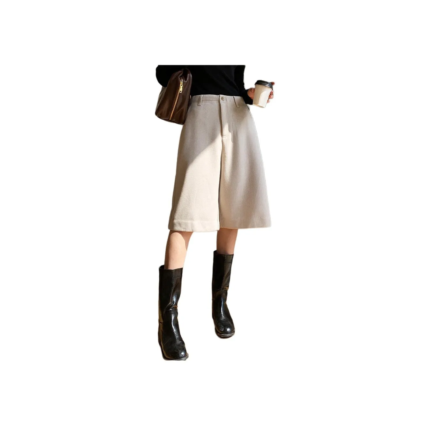 NANING9 Повседневные шорты женские абрикосового цвета