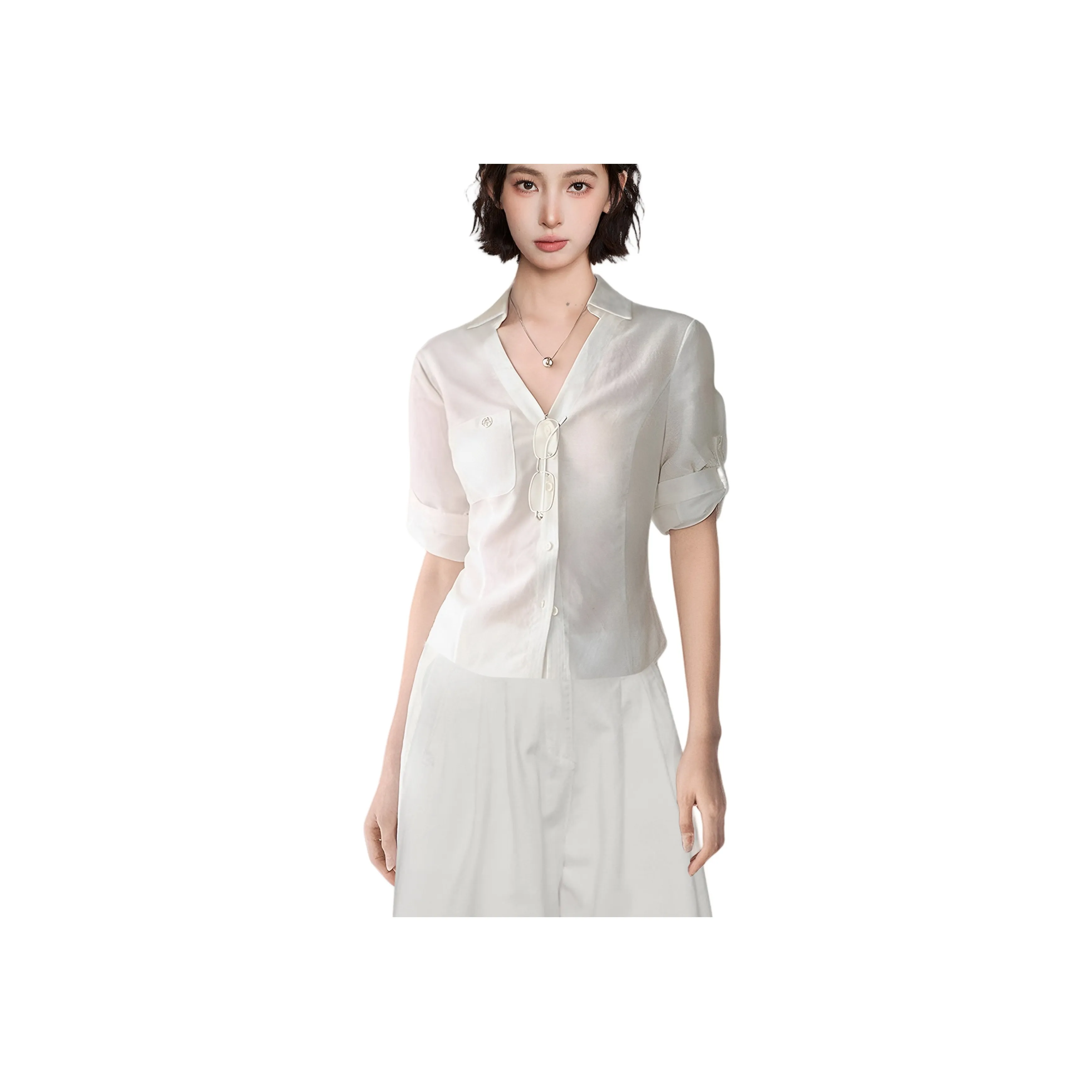 Princess Berdele Рубашка Slim Fit Cropped Утяжка на талии 100% хлопок Полу-рукав Дизайн Рубашка Топ Женские