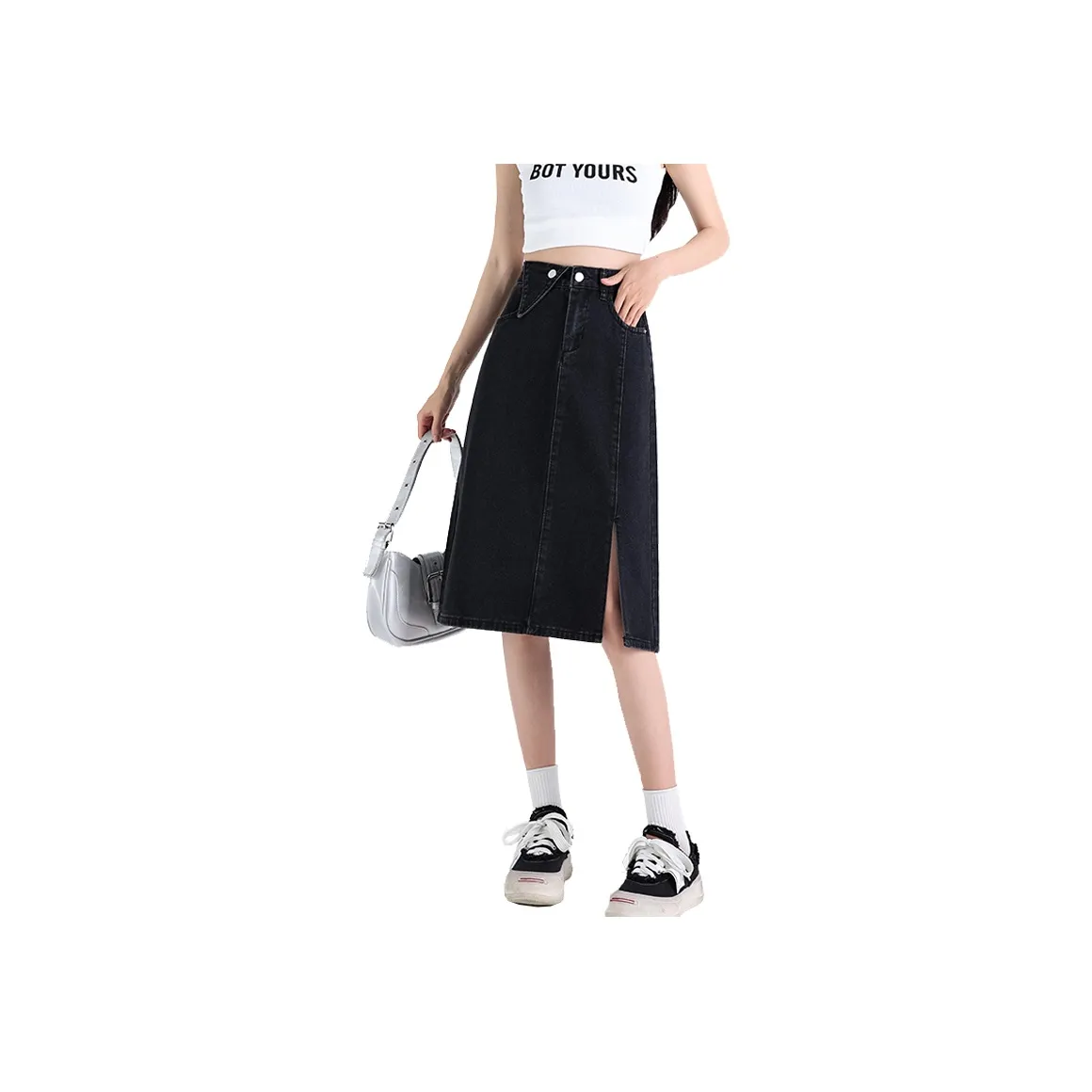 Concubine Zhu Denim Dress Women's Black Gray
