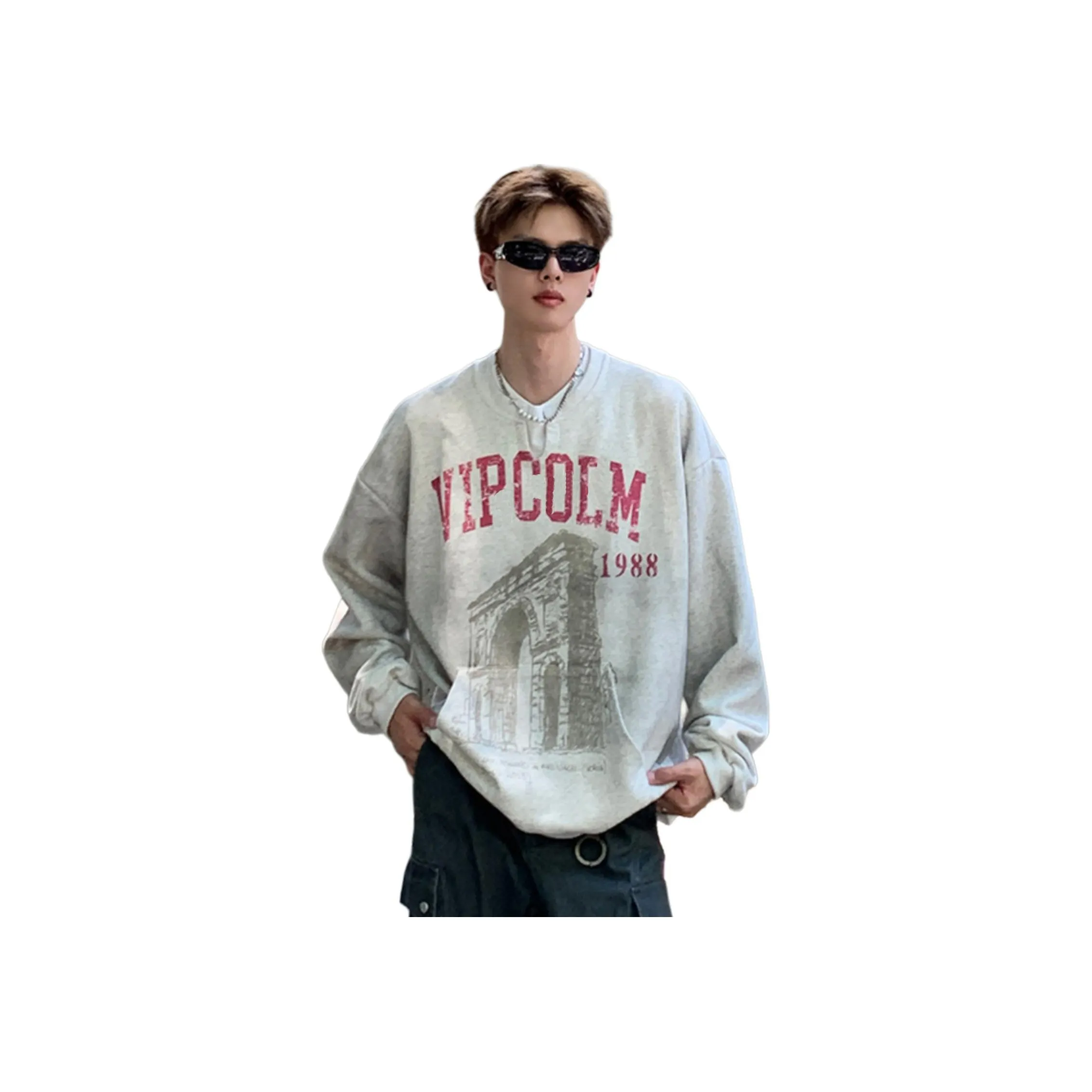 PISYPOX Белый Серый Унисекс Свитшоты