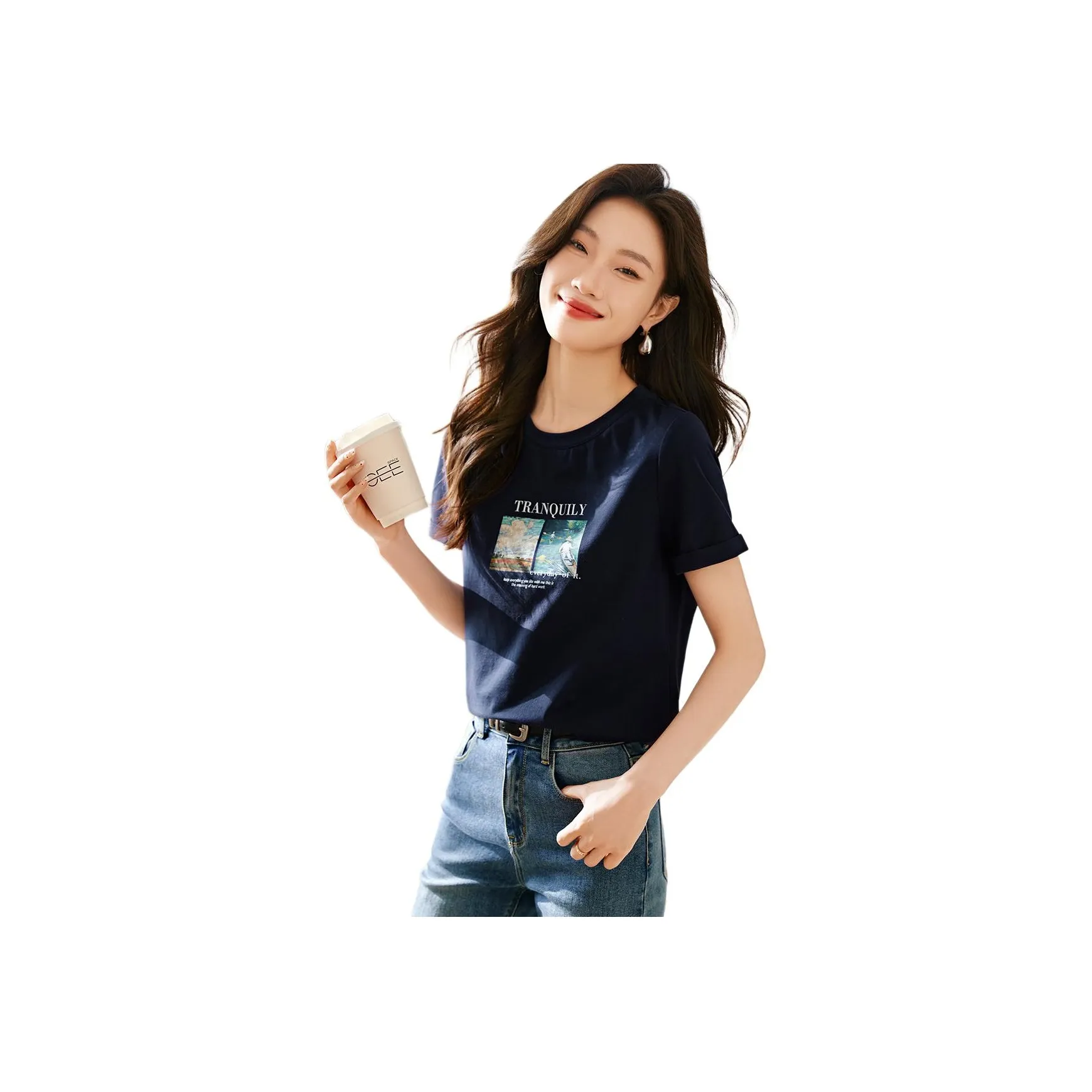Mo Han Yi Mei T Shirt Women's Dark Royal Blue