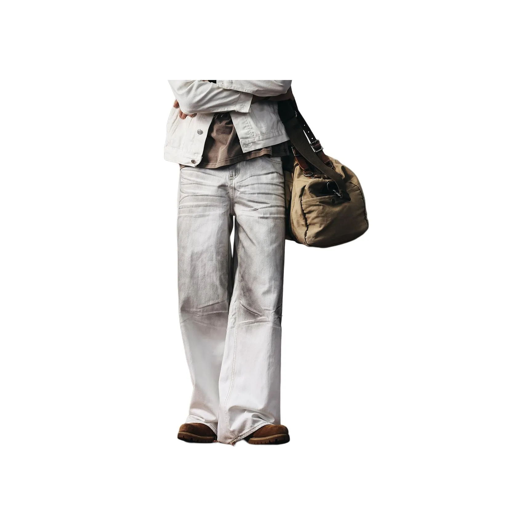 GELANLU Лето Джинсы Свободный крой Унисекс