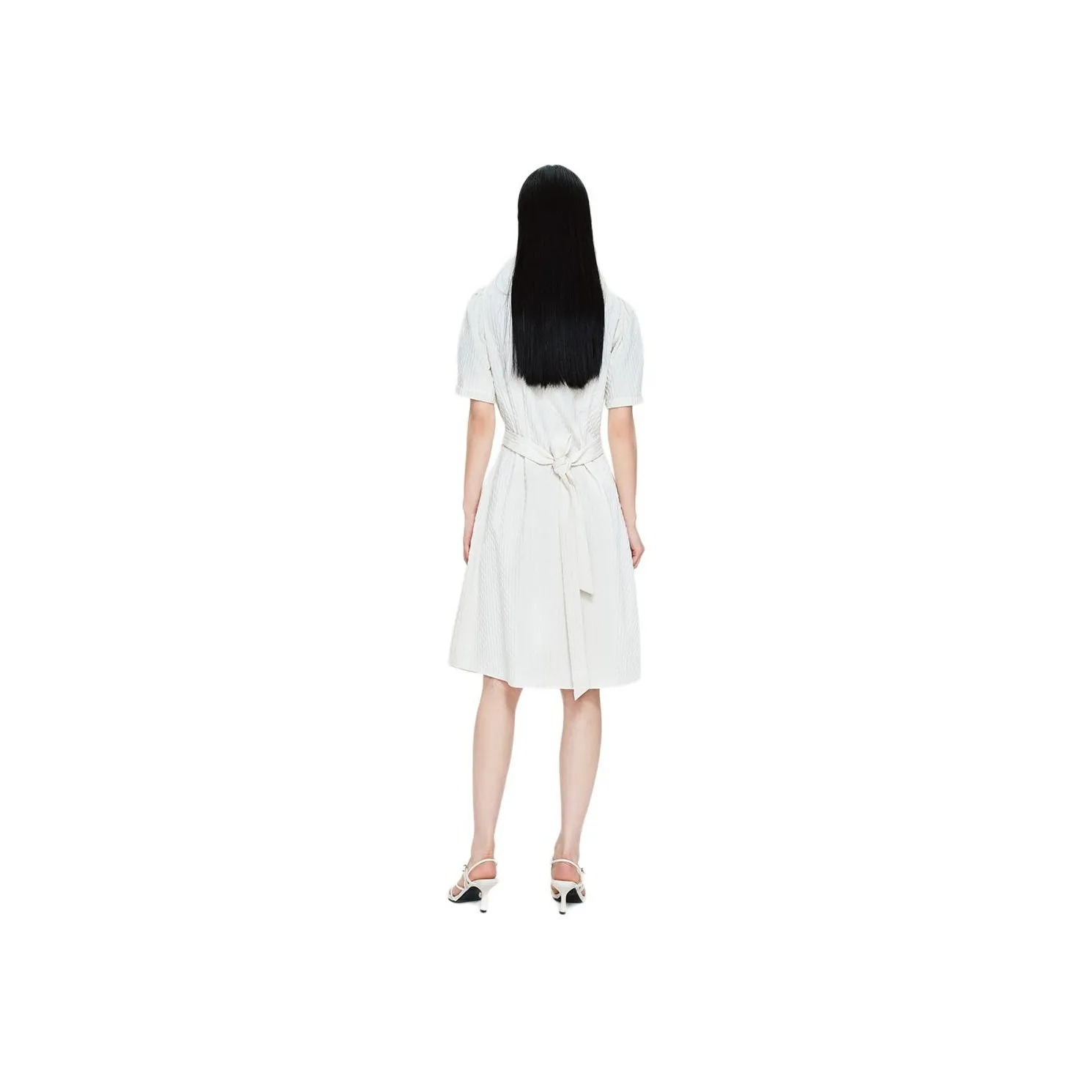 TKY SHOP Short Sleeved Dress Women's Beige Yellow