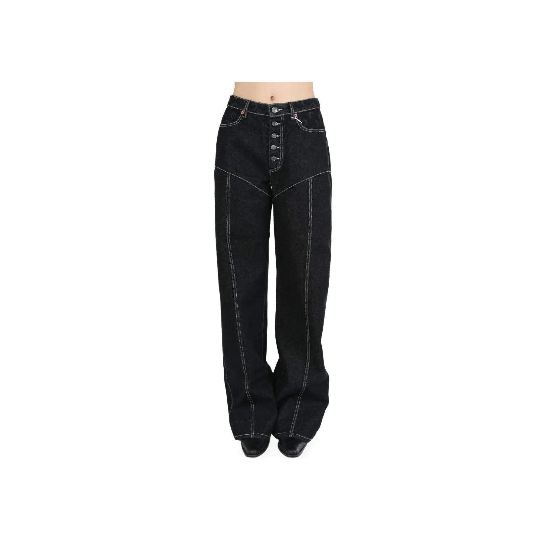 Marine Serre Moon Laser Logo Patch Jeans