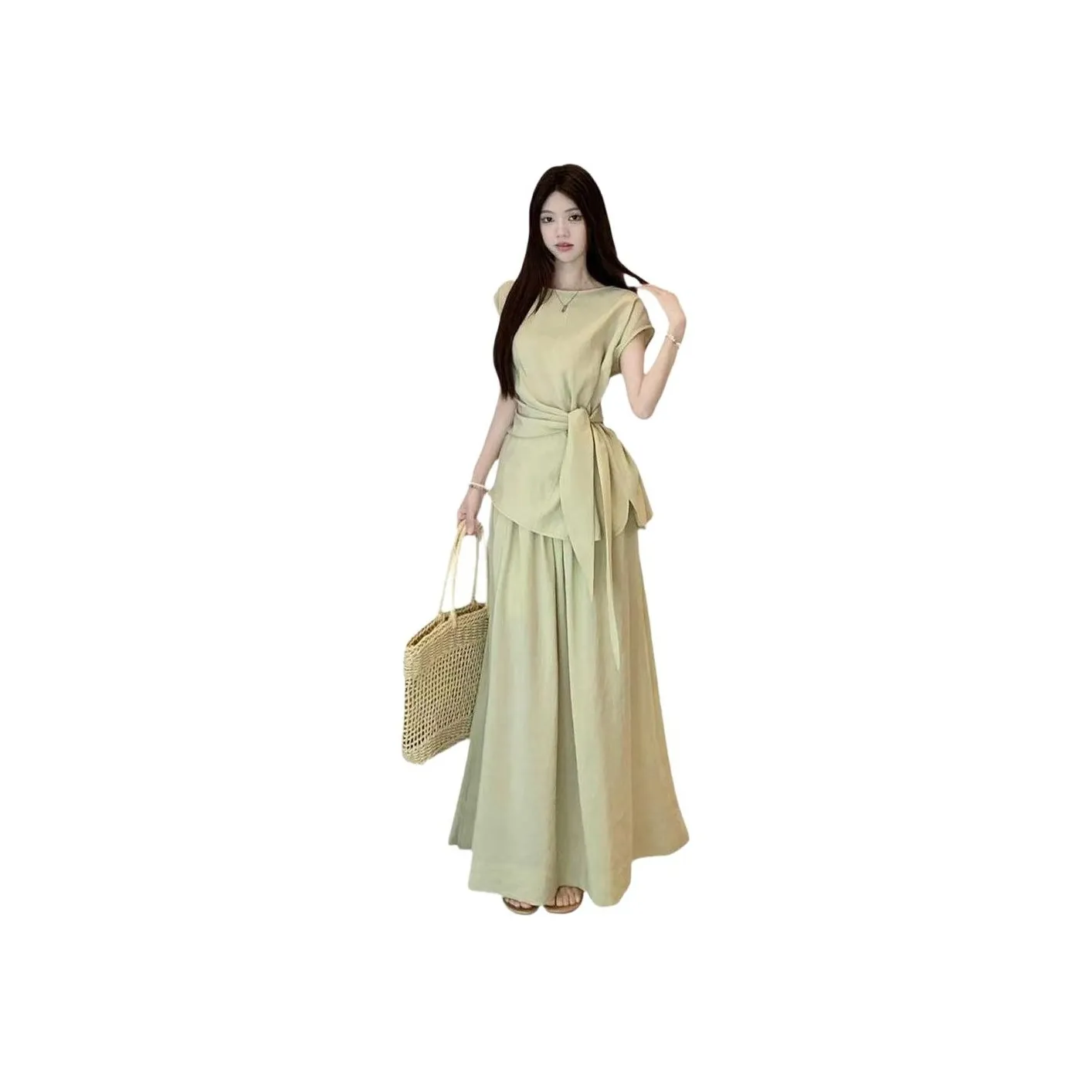 COMMA GIRL Светло-зеленый Женские Комплект Топ + Юбка Женские Повседневные Костюмы