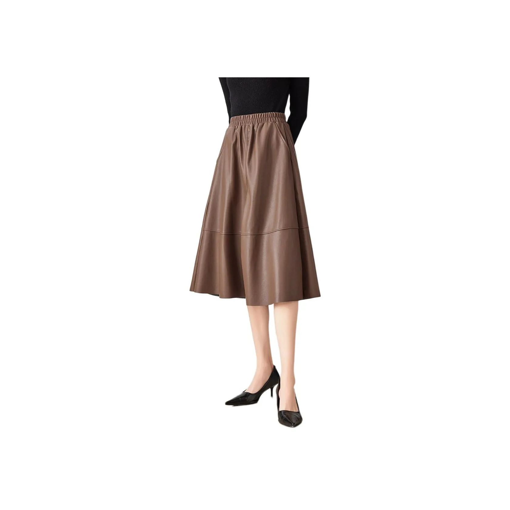 Like The Age Of Water Long Sleeved Dress Straight Women's Vintage Coffee