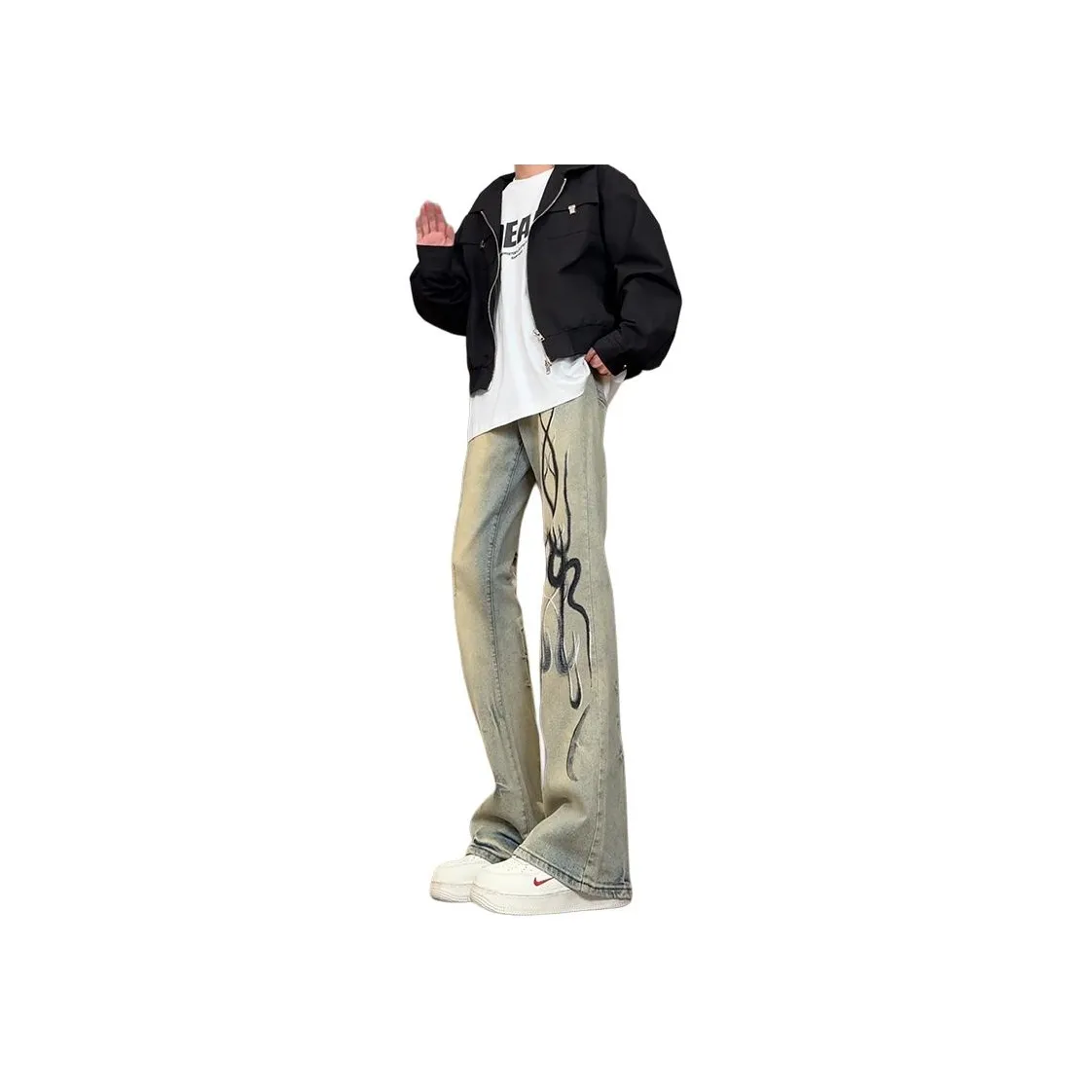 UPXIW Jeans Unisex Yellow Mud