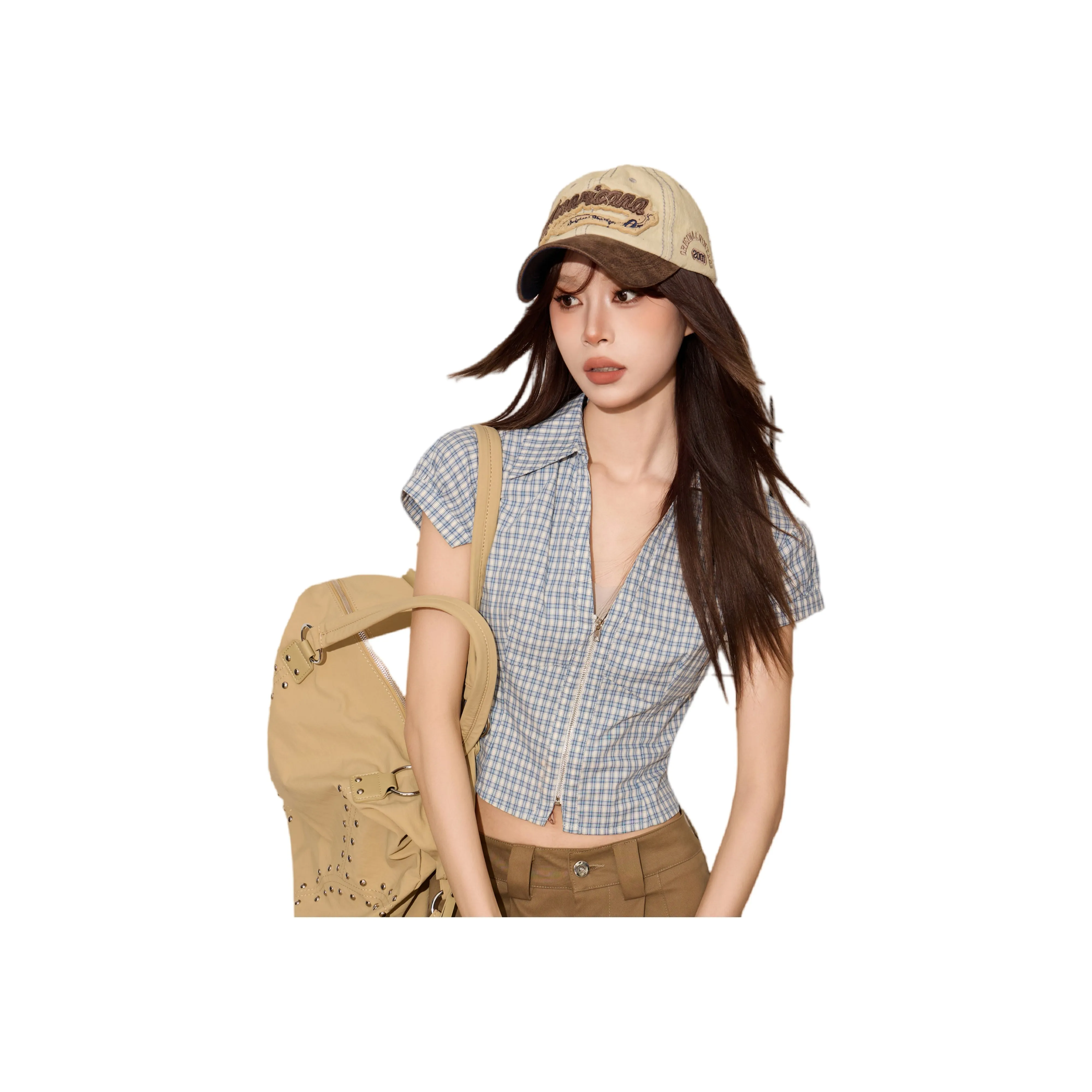 Princess Berdele Рубашка с молниями облегающий крой с утяжкой на талии дизайн укороченная рубашка топ женский