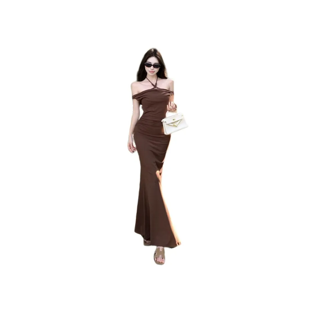 ZVJH Шоколад Женские Слип-платья