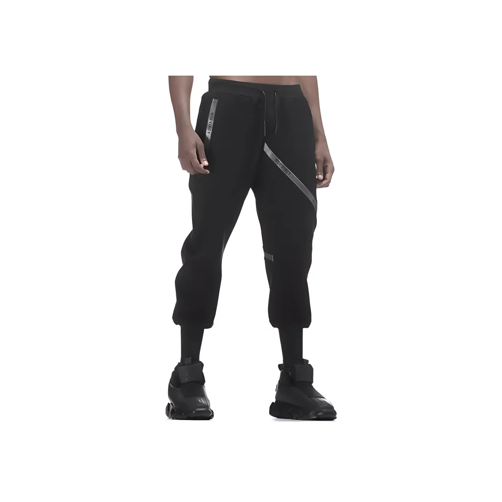 NORVINCY Spring And Autumn Elegant And Comfortable Ribbed Elastic Cuff Running Harem Pants Unisex Black