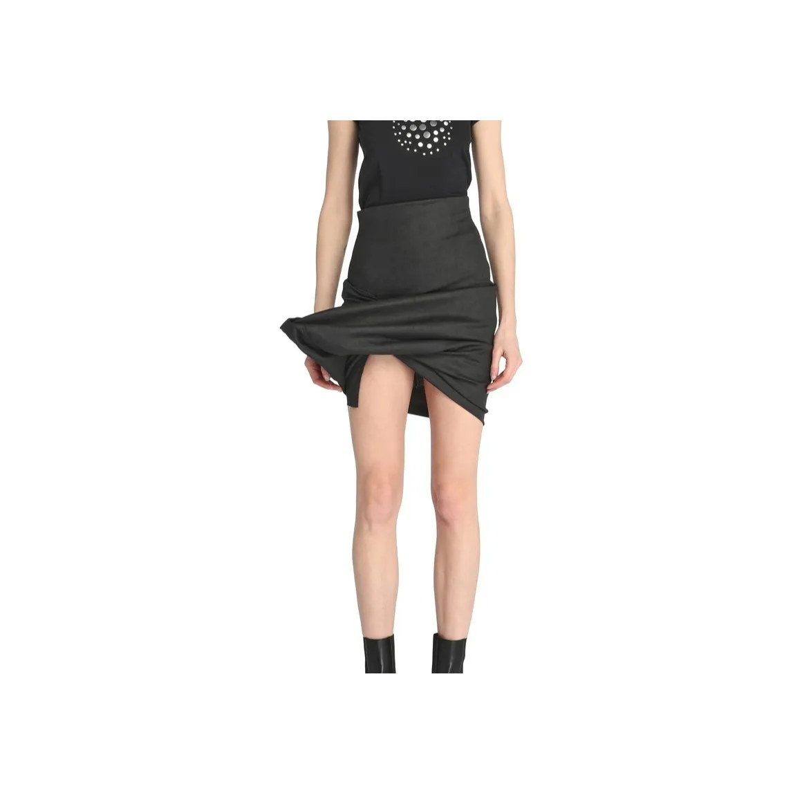 RICK OWENS High Waist Draped Mini Skirt