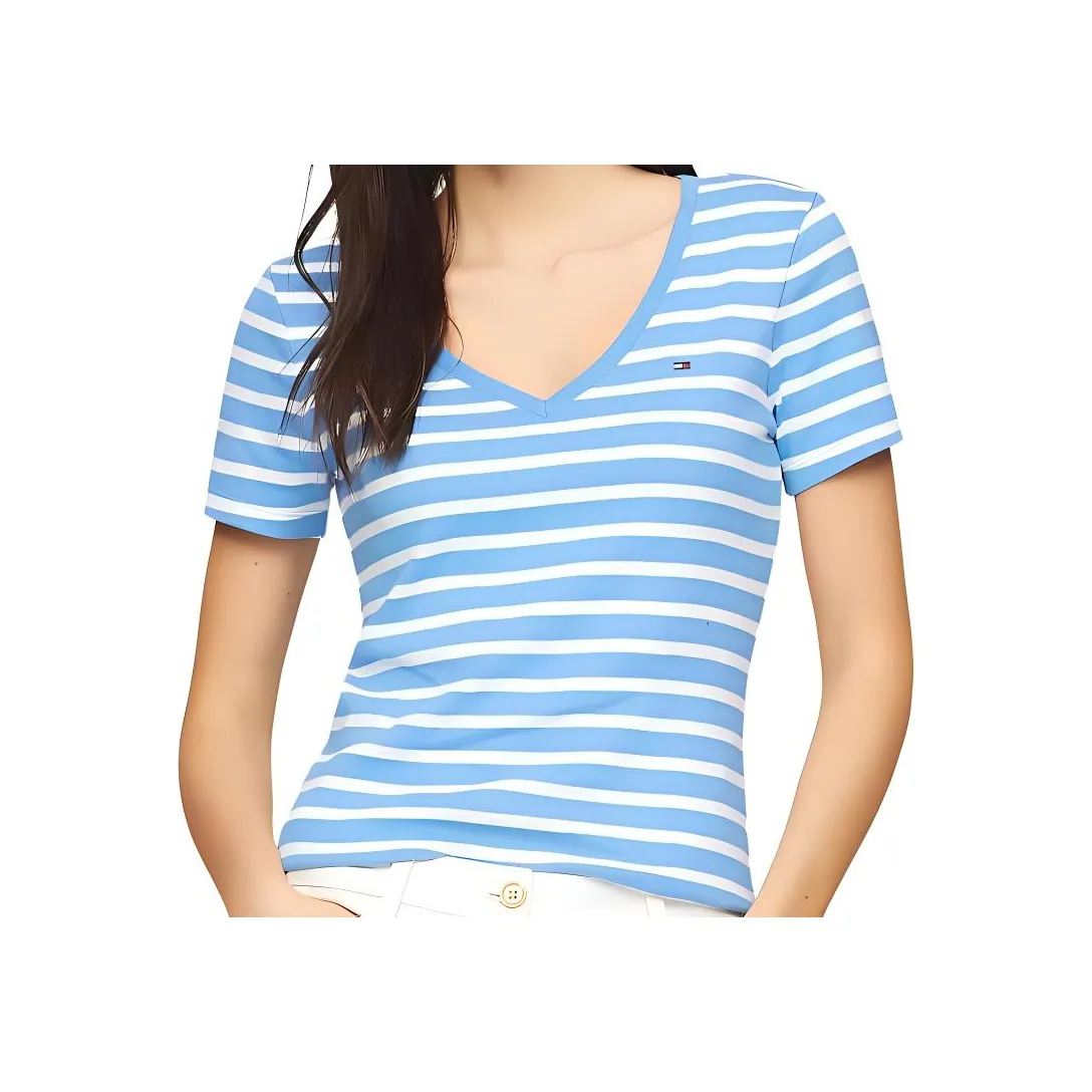 Tommy Hilfiger T-рубашка Женская Небесно-голубой и Белый Полосы