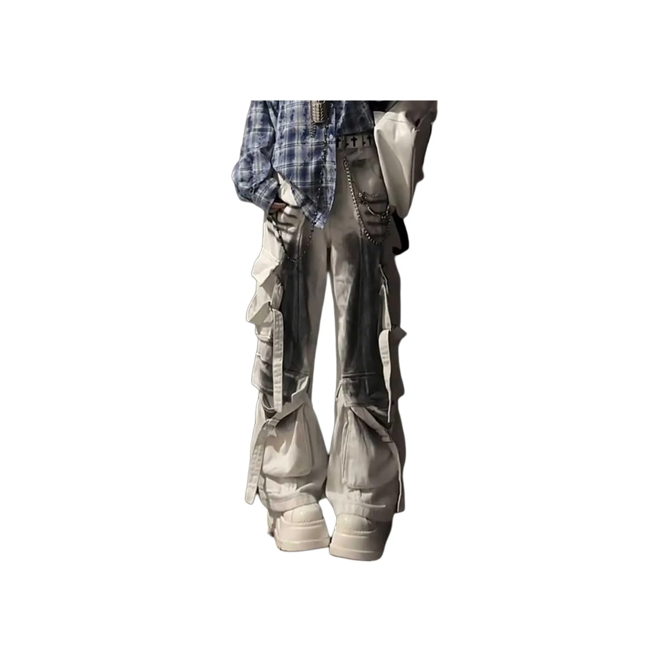 Pirkadat Серый белый Унисекс Джинсы