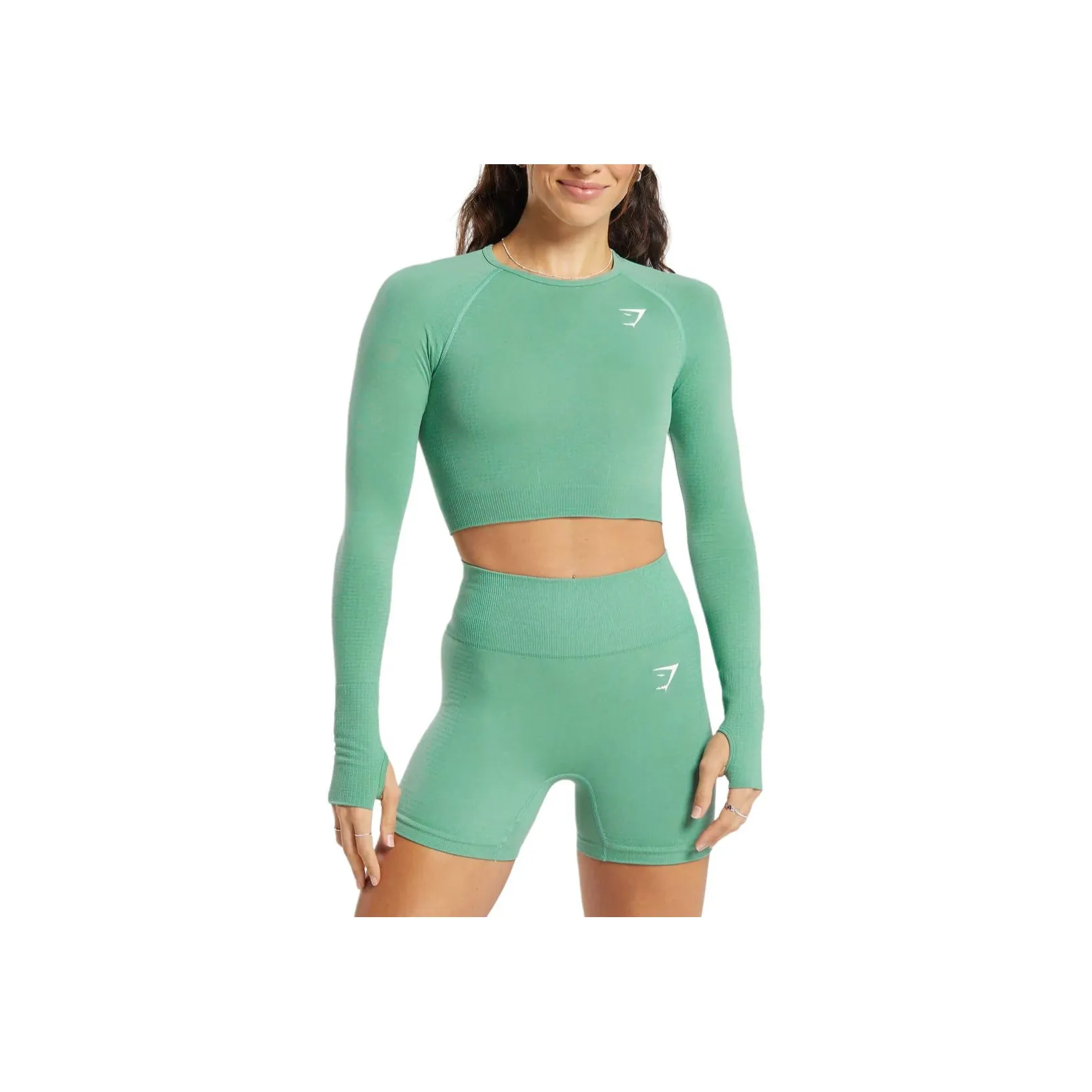 GYMSHARK T Shirt Women's Lagoon Green/Mud Gray Slate