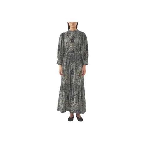 ANTIK BATIK Черное Женское Длинное Платье с Рукавами