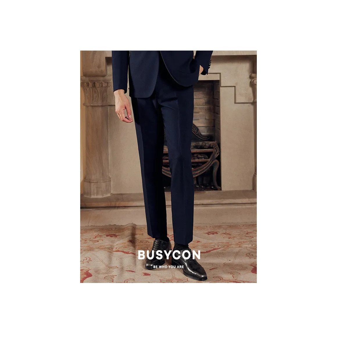 BUSYCON Темно-синие мужские брюки для костюма