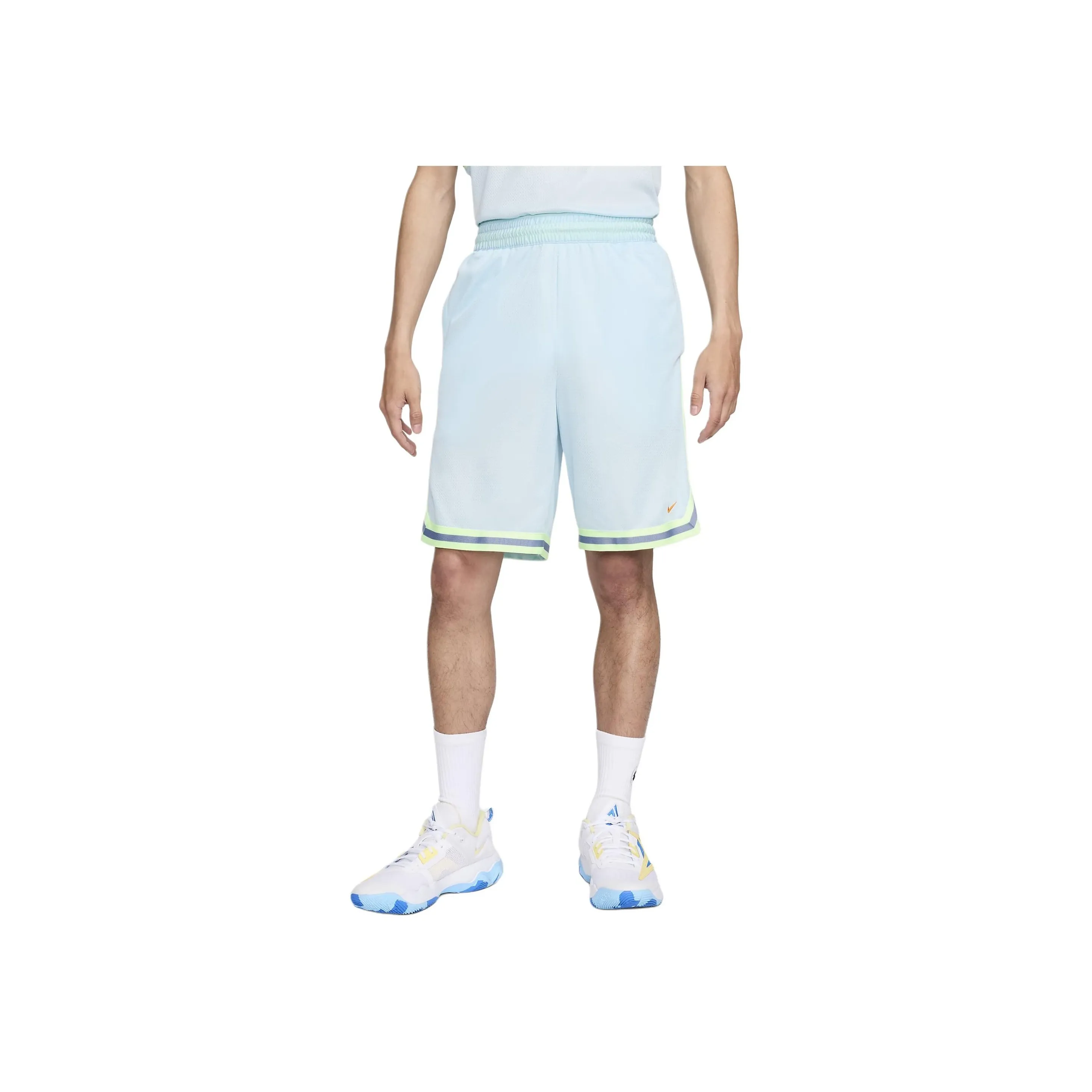 Nike Air Force 2 SS24 DNA Dri FIT Basketball Shorts Men's Glacier Blue/Light Yellow Green/Bright Orange