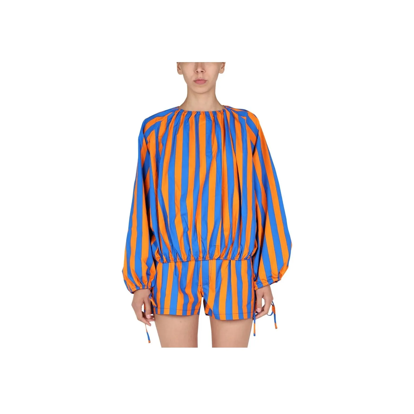 Sunnei Striped Printed Puff Sleeved Blouse