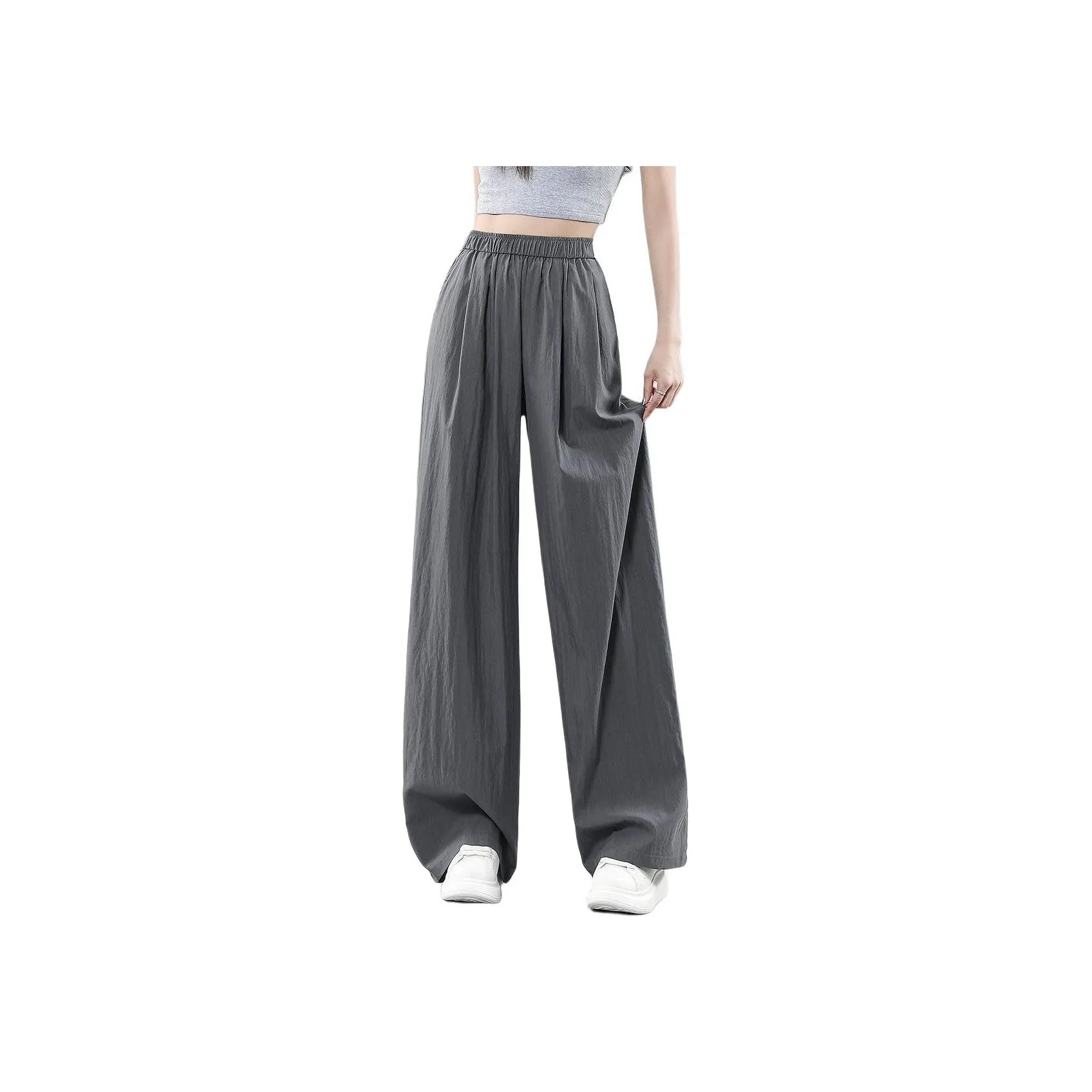 BALENO Легкий Ice Silk HIGH RISE Loose Fit Wide Leg Pants Summer Women's