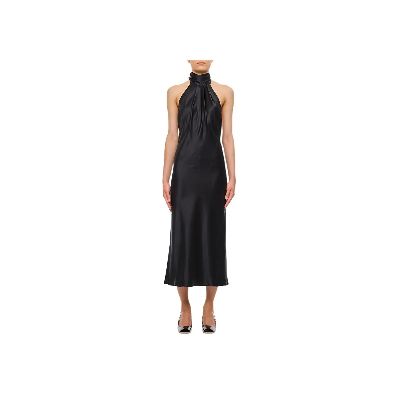 MaxMara Moli Halterneck Sleeveless Satin Dress